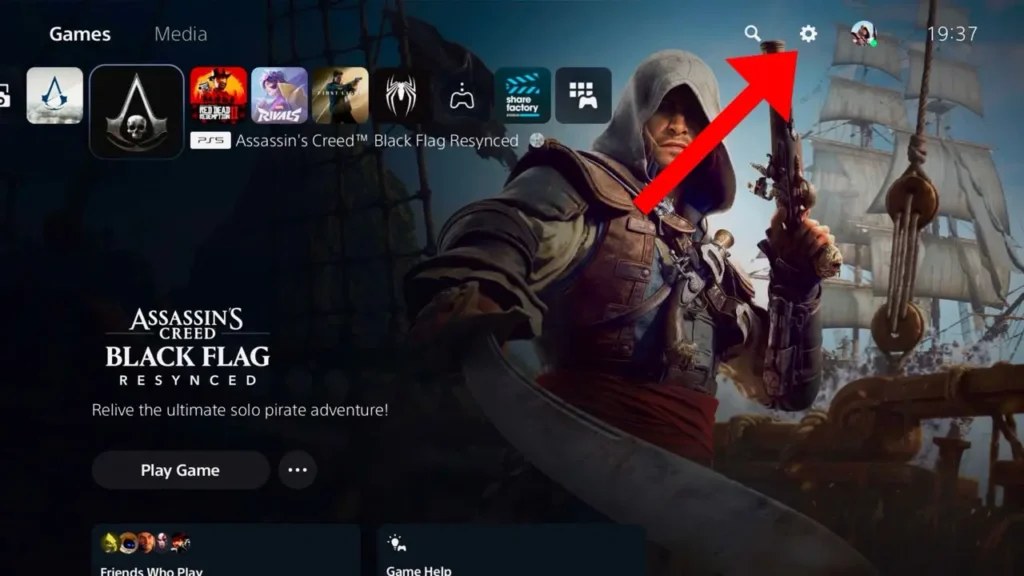 Accessing PSN Account via the PS5 Dashboard.