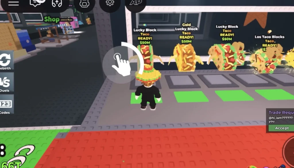 Purchasing Taco Lucky Blocks in Steal a Brainrot.