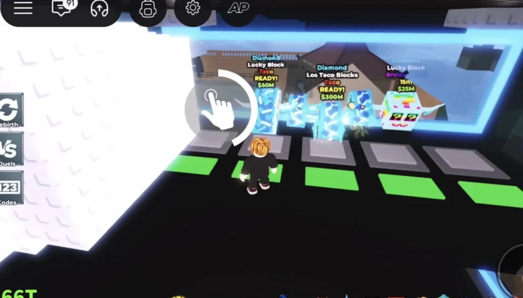 Purchasing Diamond Taco Lucky Blocks in Steal a Brainrot.