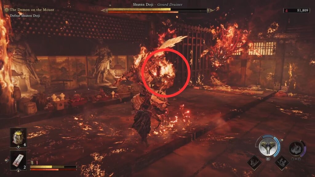 Onimusha Way of the Sword Shuten Doji Flame AoE Attack