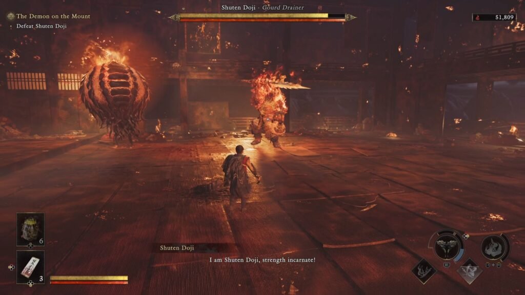 Onimusha Way of the Sword Shuten Doji Floating Head Flame Attack
